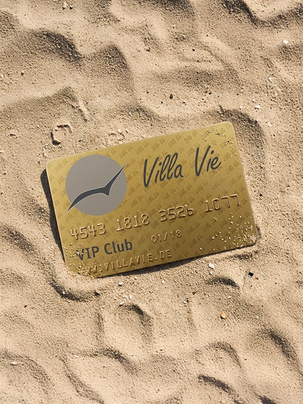 Zu sehen ist die Villa Vie VIP Member Card, mit der man exklusive Rabatte und Vorteile erhält.